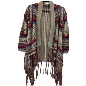 Kari Lyn Striped Boho Cardigan with Fringe Sz L/XL